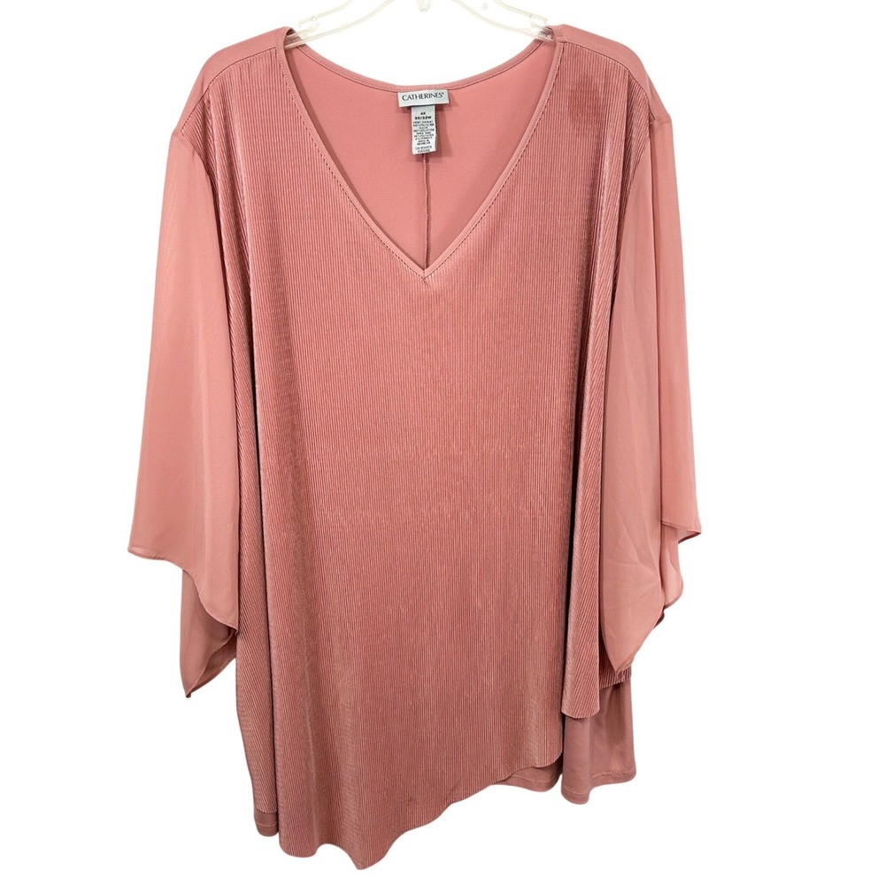 Catherines Plus Size 30/32W Top 4X Dusty Rose Pleated Formal Office Special 385